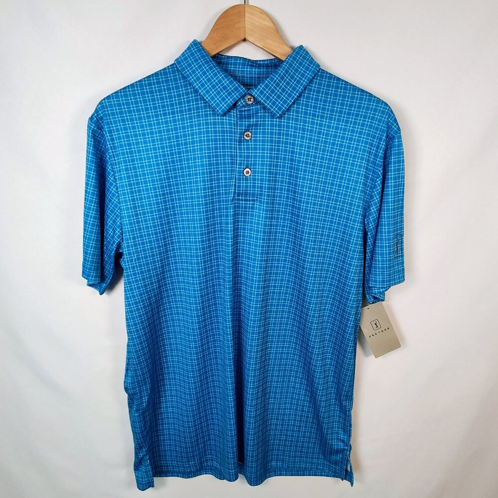 PGA Tour‎ Men's Medium Pro Series Golf Plaid Polo NWT